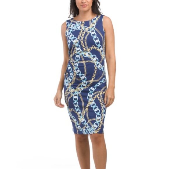 NWT J. McLaughlin Sage Chain Print Dress M MSRP $228 - Picture 3 of 9